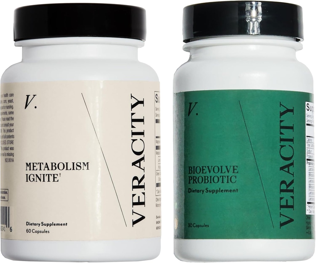 Veracity Ignite & Bioevolve Probiotic - Boosts GLP-1 to Curb Hunger, Natural Metabolic Support, Gut Health - Klinisch untersucht Hunger Management GLP Beilage für Frauen und Männer