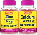 WellJa Zink + Calcium + Vitamin D3, Gummis Bundle - Große Verkostung, Vitamin-Ergänzung, Glutenfrei, GMO frei, Kaugummi