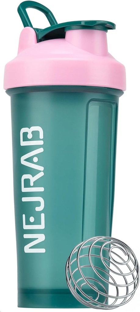 Protein Shaker Bottle - Sports Blender Bottles for Protein Mixes and Shakes - 28 Oz, Leak-Proof, Shaker Cups für Protein Shakes, Pre-Workout (Green), Medium, NJB 28-Oz