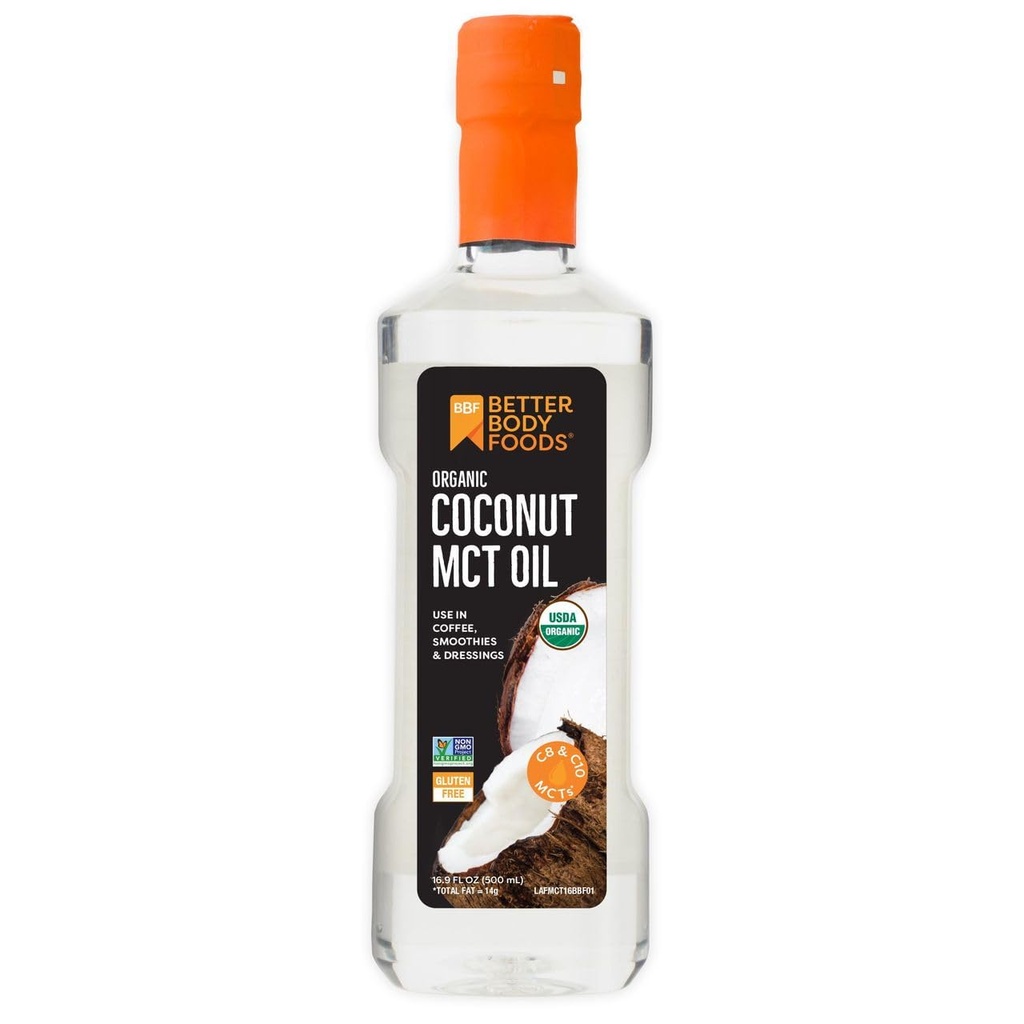 BetterBody Foods Organic Coconut MCT Oil - Energy Boosting- Keto-Friendly - C8 & C10 - Glutenfrei - 16.9 oz