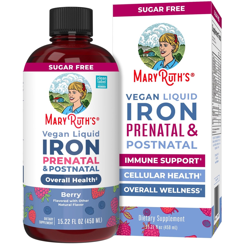 MaryRuth Organics | Liquid Iron Supplement Prenatal & Postnatal für Pregnant & Lactating | Iron Deficiency | Immune Support | Sugar/Gluten Free | Vegan | Non-GMO | 15.22 Fl Oz