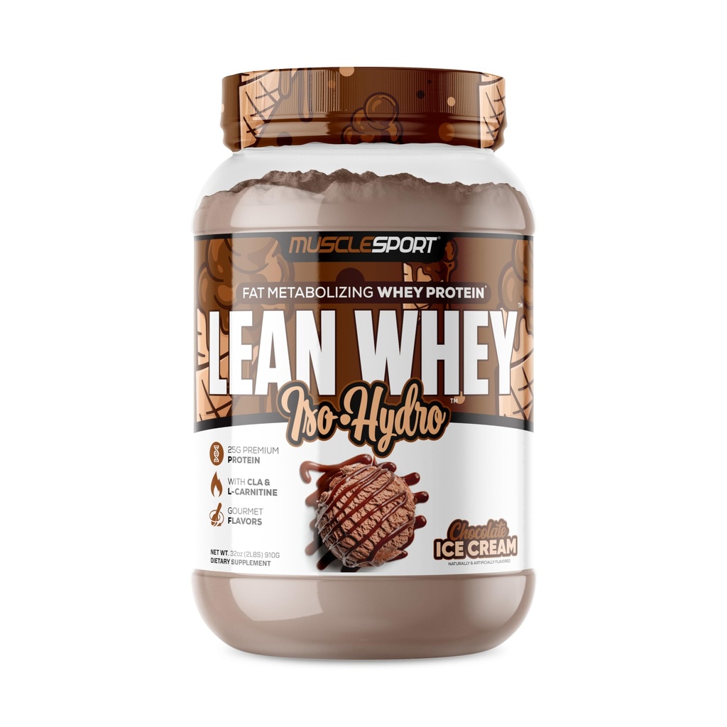 Musclesport Lean Whey RevolutionTM Protein Powder - Whey Protein Isolate - Low Calorie, Low Carb, Low Fat, Incredible Flavors - 25g Protein pro Scoop - 2lb Chocolate Ice Cream