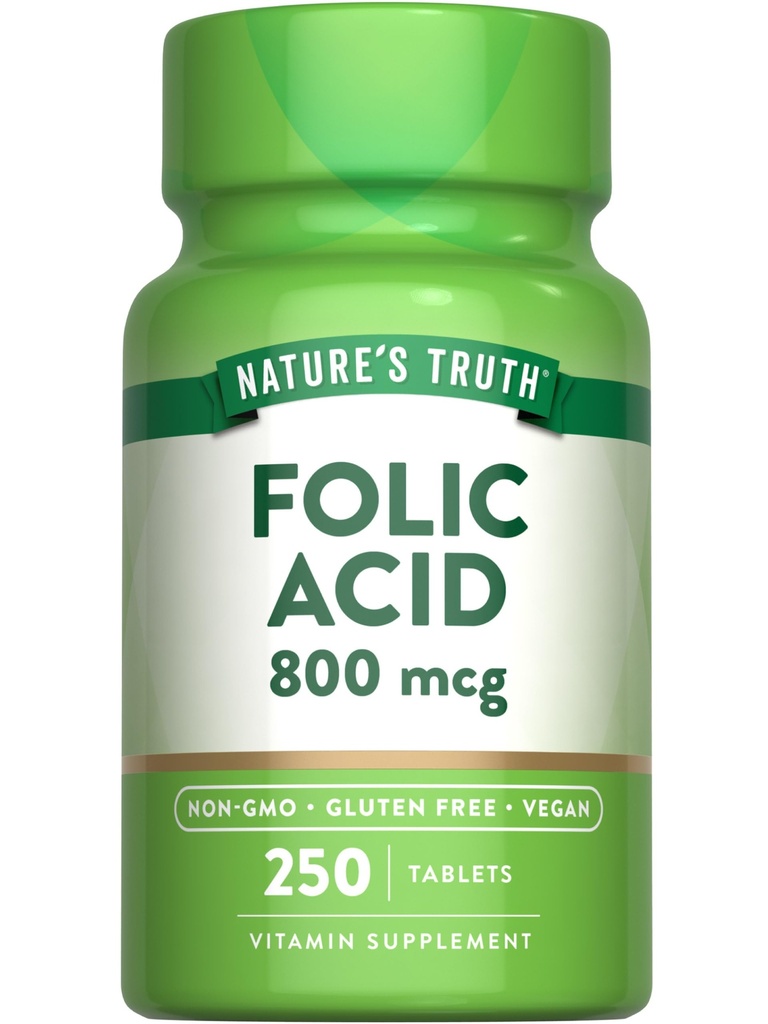 Nature's Truth Folic Acid | 800 mcg | 250 Tablets | Vegan, Non-GMO & Gluten Kostenlose Ergänzung
