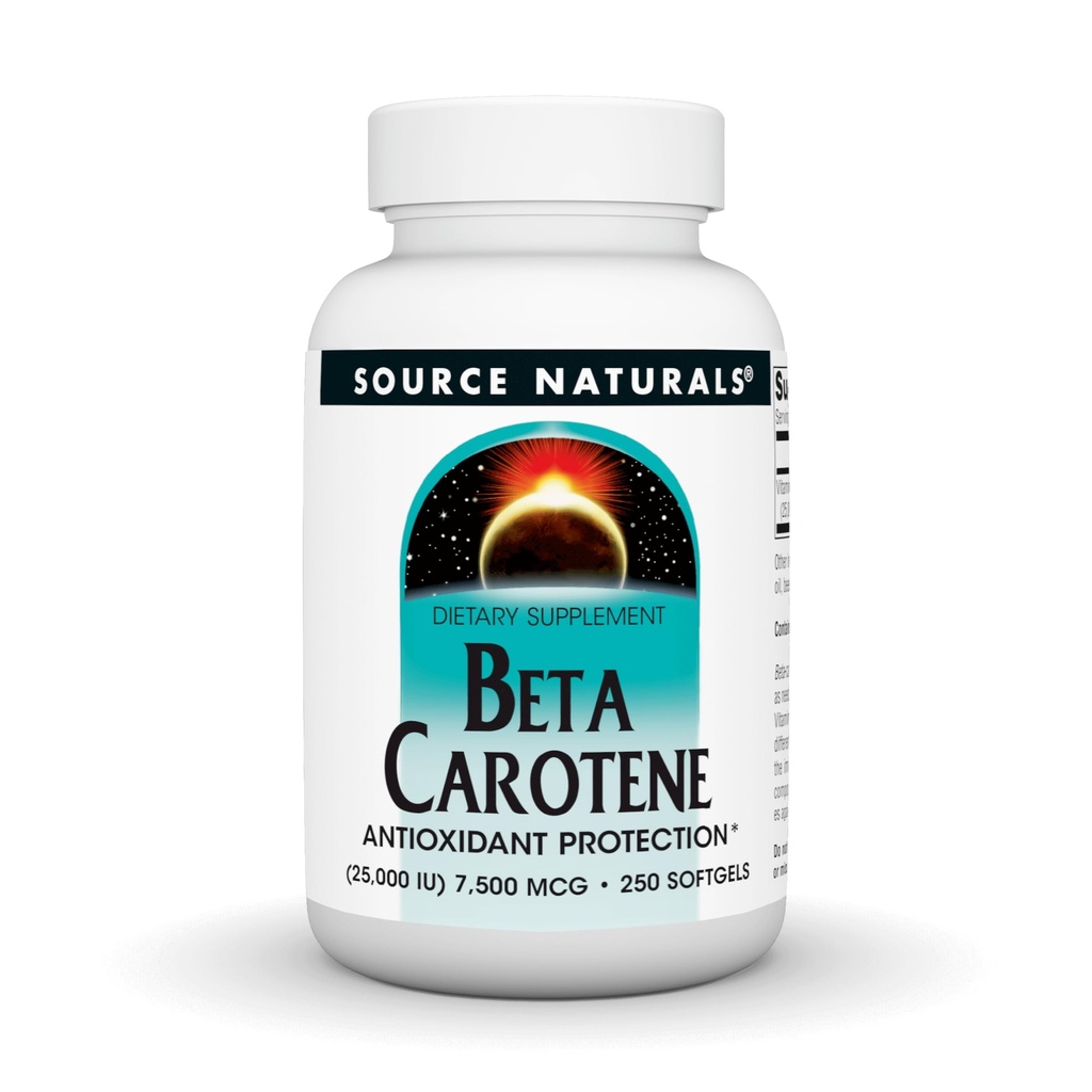 Source Naturelle Beta Carotène 25000 iu Antioxydant Protection - Converti par le corps en vitamine A - 250 Softgels