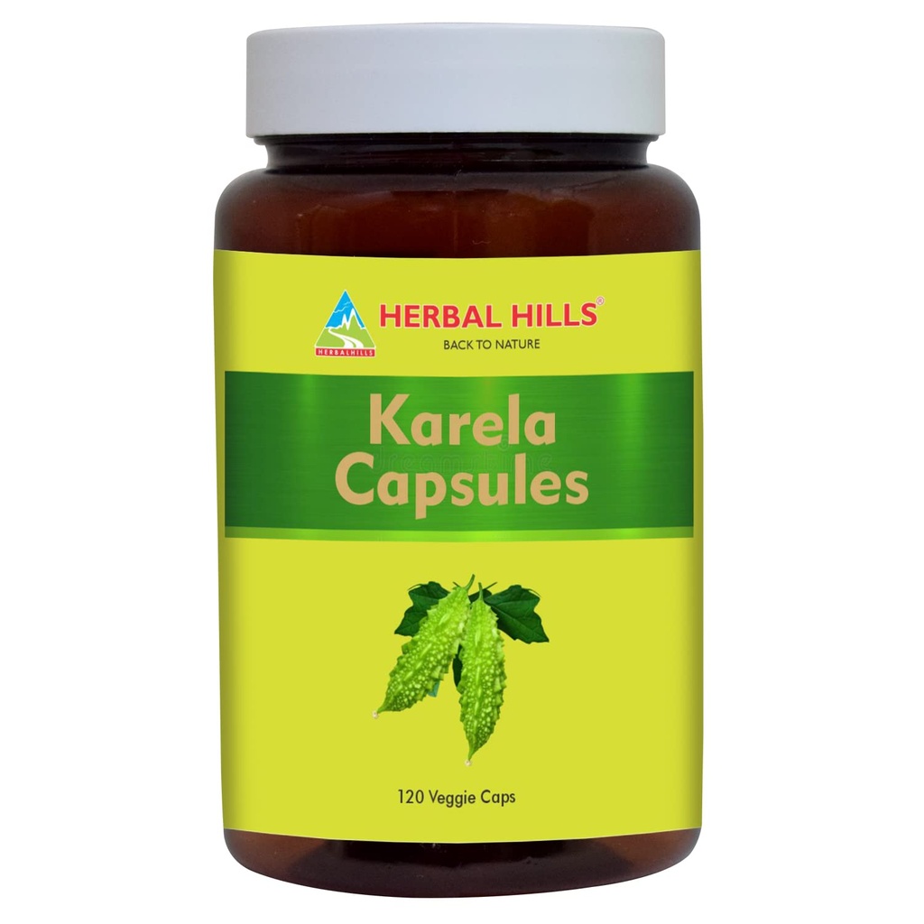 HERBAL HILLS Bitter Melon/Bitter Gourd/Karela Kapseln (Momordica Charantia) | 120 Count (900 mg) | Best for Eye & Skin Health