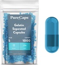 PureCaps USA - Leere Gelatine Kapseln Größe 5| 1.000 Getrennte Pillen Blue Blue| Non-GMO Certified| SLS, Gluten, Konservierungsfrei