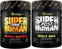 ALPHA LION Pré-entraînement surhumain Poudre et post-entraînement Recovery Bundle, énergie soutenue et focus + croissance musculaire maigre, force et volume (Hulk Juice & Gainy Smith Apple)