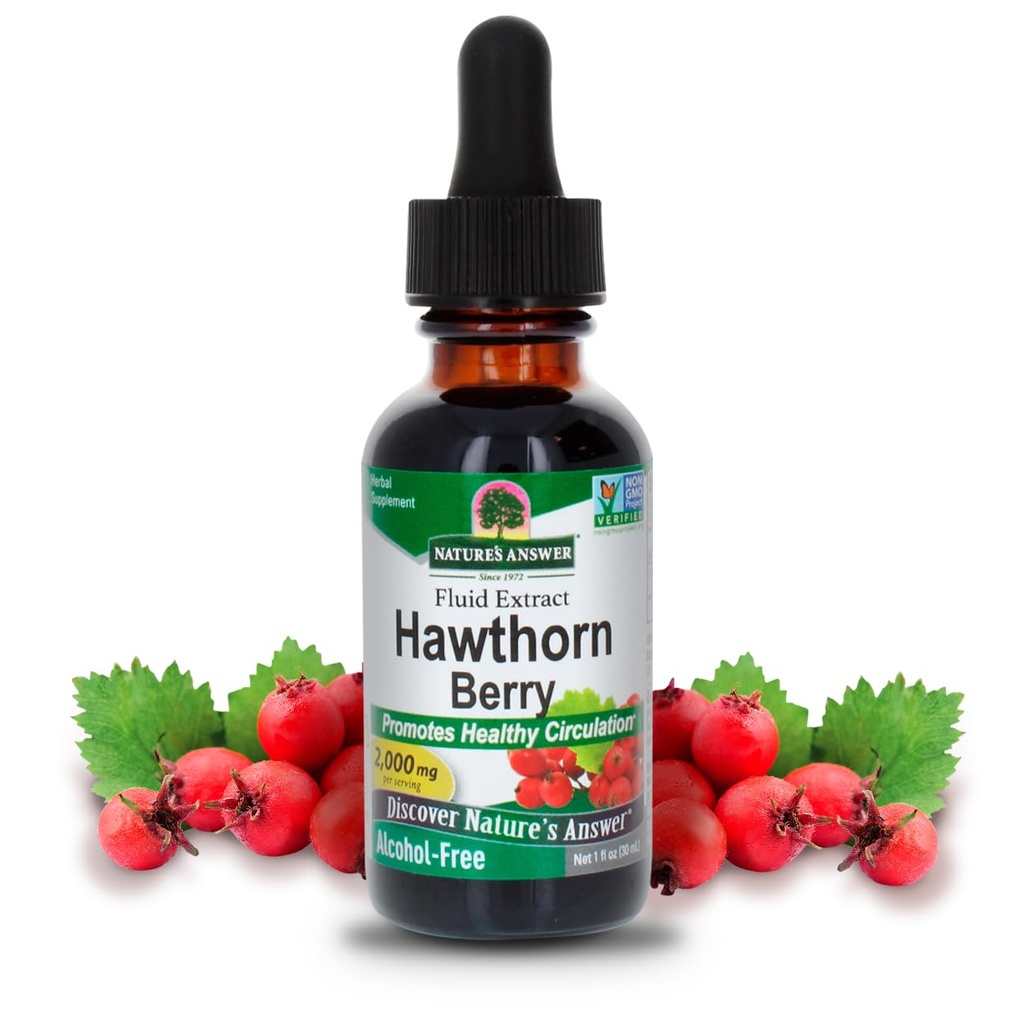 Natur Antwort Hawthorn Beeren | Fördert gesunde Zirkulation Funktion | Hilft, gesunde Cholesterol Levels zu erhalten | Glutenfrei, Alkoholfrei, Kosher zertifiziert und keine Konservierungsstoffe 1oz