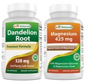 Meilleurs naturels Racine de dandelion 520 mg et Glycinat de magnésium 425 mg