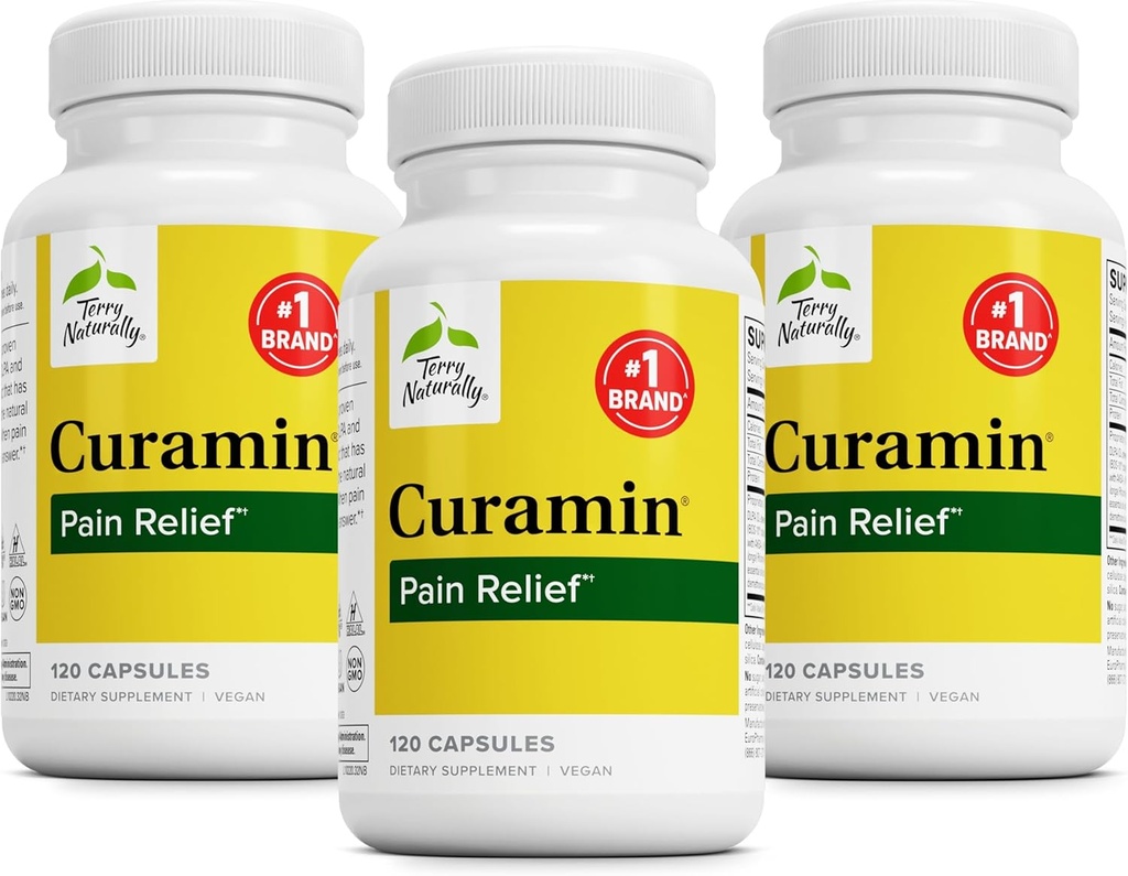Terry Naturally Curamin - Curcumin-Ergänzung für Zirkulation & Endorphin-Unterstützung - Unterstützung für okziale Störungen - Aids Gesunde Muskeln - 120 Kapseln (Pack von 3)