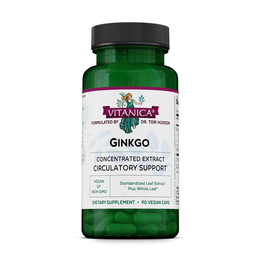 Vitanica Ginkgo - Brain Health Supplement - Unterstützt Blutfluss und Zirkulation in Damen und Herren - Kräuterergänzung, die Ginkgo Extract & Leaf verwendet - Lady - 90 Kapseln