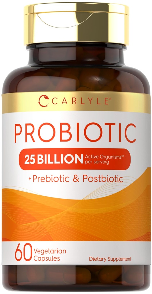 Carlyle Probiotika mit Präbiotika & Postbiotika | 25 Milliarden CFU | 60 Kapseln | Supplement für Frauen & Männer | Pulverpillen | Vegetarisch, Nicht-GVO & Glutenfrei