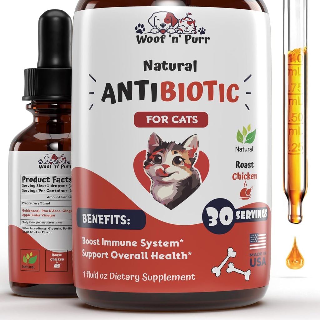 Naturkatastrophe - Antibiotika für Katzen - Tier-Antibiotika - Cat Antibiotics - Cat Allergy Relief für Katzen - Antibiotika für Katzen - Katze UTI Antibiotika - 1 F oz: Roast Chicken Flavor