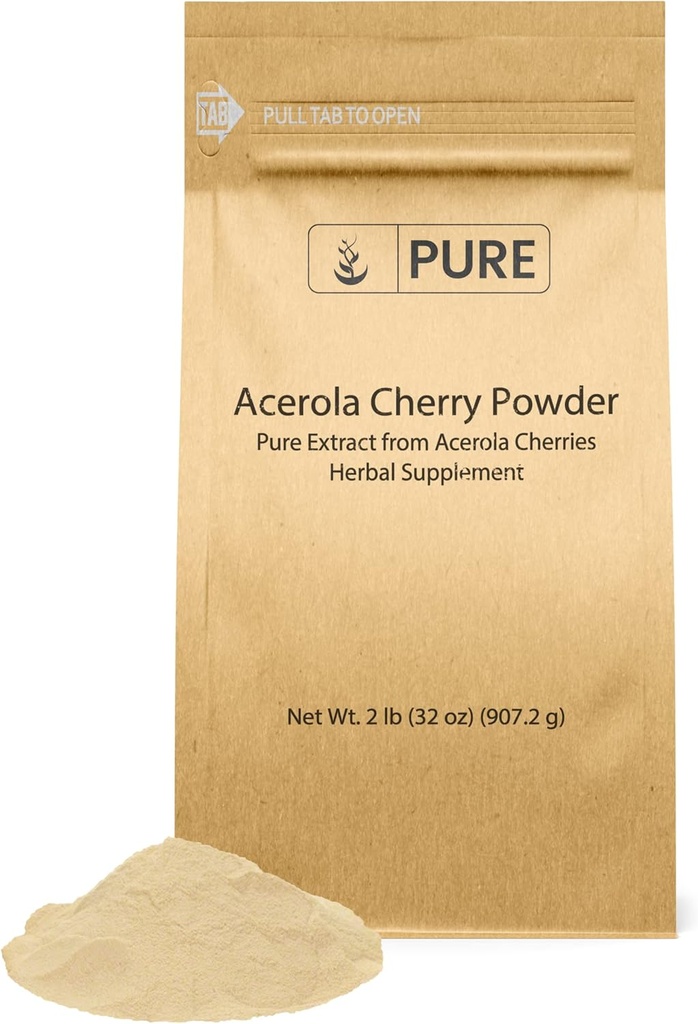 PURE ORIGINAL INGREDIENTS Acerola Kirschpulver (2 lb) Non-GMO, Glutenfrei, Eco-Friendly Packaging