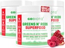 GOBIOTIX Super Greens and Reds Powder - Rote und grüne Superfood - Probiotische Ergänzung - Verdauungsenzyme und Rübenwurzelpulver - Bio Vollnahrung Nahrungsergänzungsmittel (Pom Raspberry, 3 Pack)