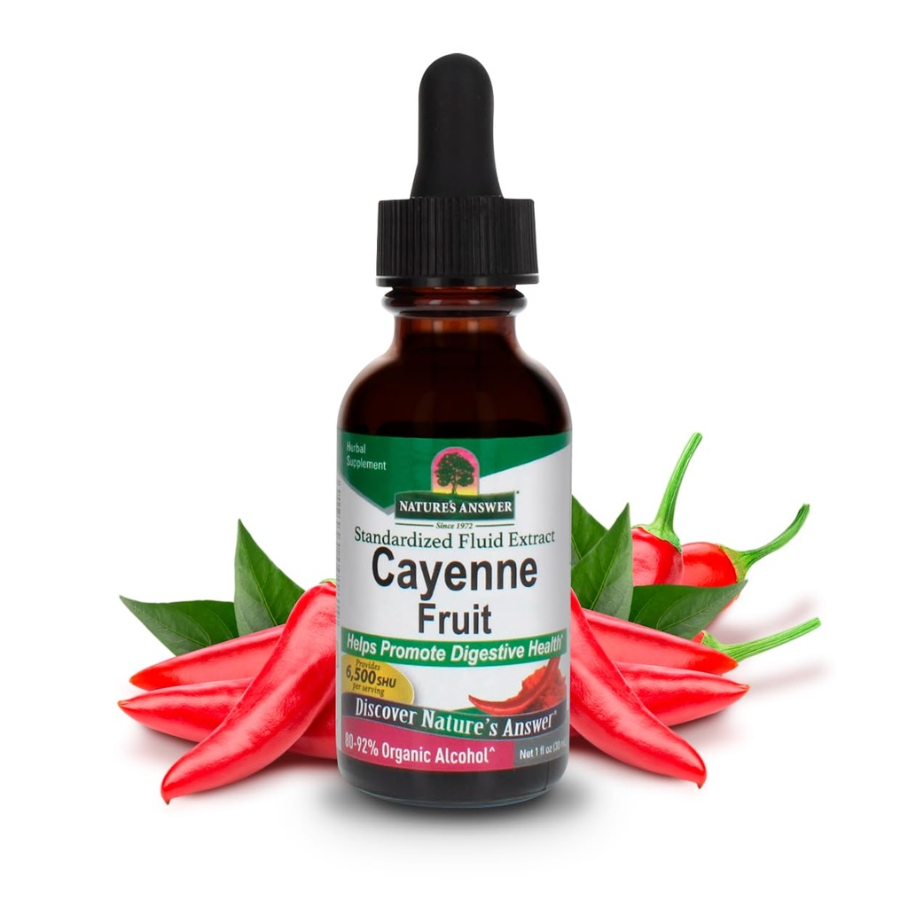 Nature's Answer Cayenne Fruit Extract | Hilft, Verdauungs-Gesundheit | Hohe Potentcy Made with Organic Alcohol | Vegan, Glutenfrei, Non-GMO & Kosher Zertifiziert 1oz