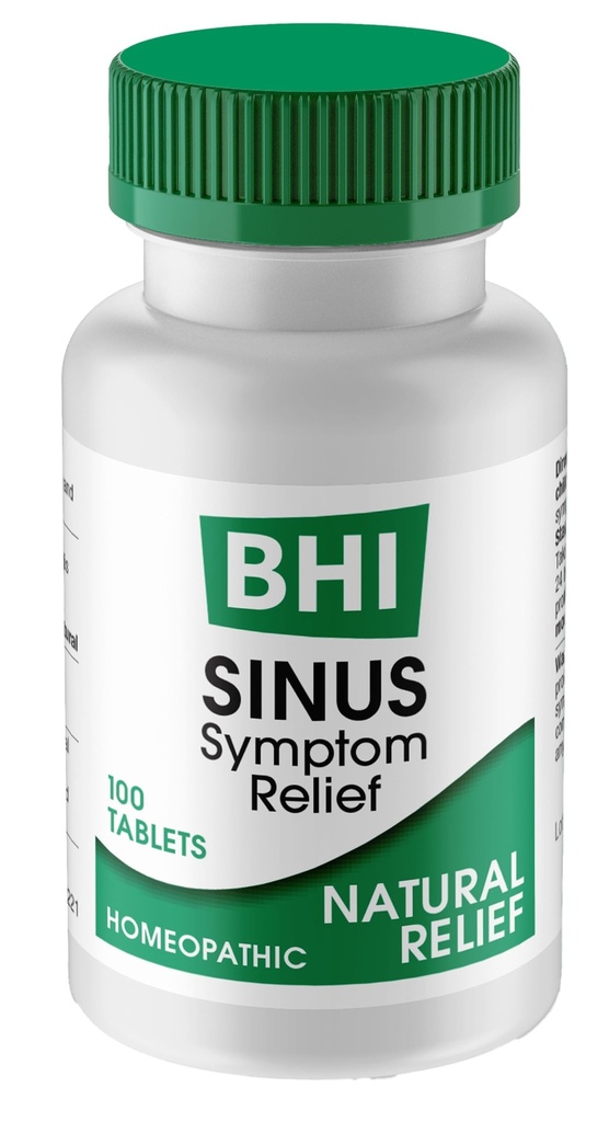 BHI Sinus Natural Congestion Relief 7 Gezielte homöopathische Wirkstoffe helfen Nasal kalte Symptome, Schmerzen, Druck & Kopfschmerzen extra Stärke Unterstützung für Frauen & Männer - 100 Tabletten