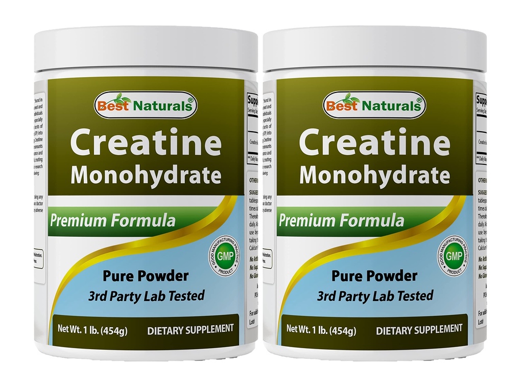 Best Naturals Creatine Monohydrate 1 Lb reines Pulver (1 LB (Pack von 2))