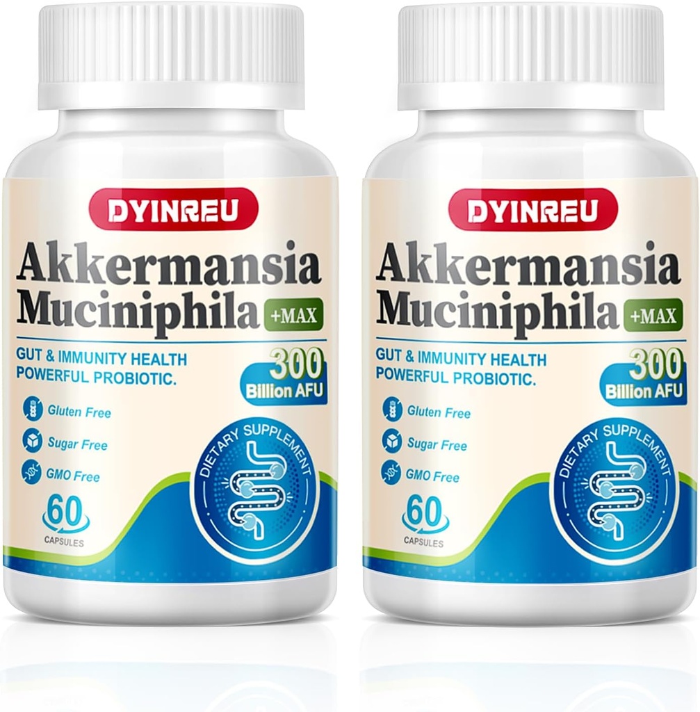 Akkermansia Muciniphila 300 Billion AFU,Erhöht GLP-1, Probiotics for Digestive, Gut, Immune & Overall Health, Verbessert Gut Digestive Lining Funktion, A Live Probiotics for Women Men,60 Capsules
