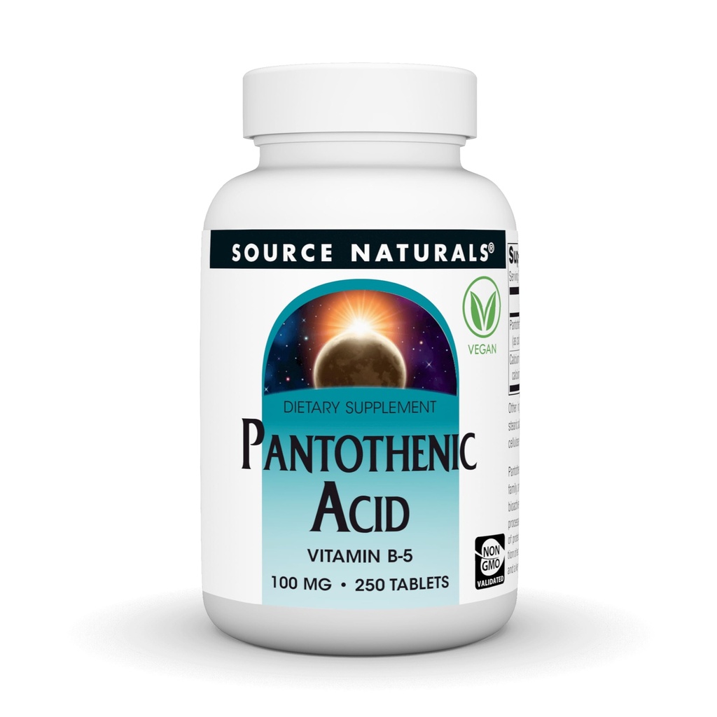Source Naturals Acide pantothénique 100 mg Vitamine B-5 Supplément alimentaire - 250 comprimés