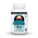 Source Naturals Acide pantothénique 100 mg Vitamine B-5 Supplément alimentaire - 250 comprimés