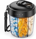 AUVON Large Pill Dispenser zu speichern 7 verschiedene Ergänzungen, Travel Pill Organizer mit Anti-Mix Design, Pill Bottle mit breitem Öffnen & Slider Lid einfach zu bedienen, Inklusive 20 Blank Aufkleber, Schwarz