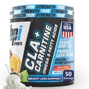 BPI Sports CLA+Carnitin – CLA L Carnitin & Linoleic Acid – L Carnitin Ergänzung für Gewichtsverlust, Stoffwechsel & Lean Muskel – Koffeinfrei – Frucht-Punch – 50 Portionen – 12.34 Unze