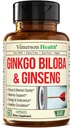 Asiatische Ginseng und Ginkgo Biloba Ergänzungen – Panax Ginseng Extract 700mg + Ginko Biloba 720mg – Nootropic Brain Supplement für Speicher, Fokus & Sustained Energy – 60 Easy-to-Swallow Kapseln