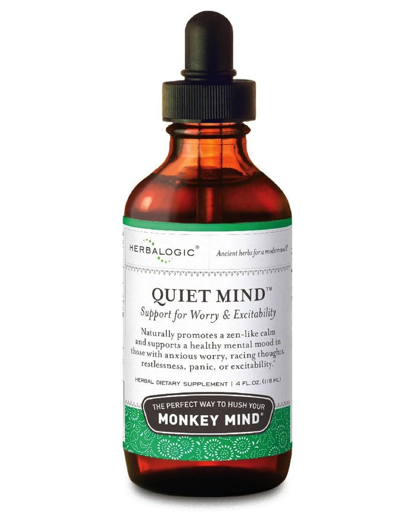 Herbalogic - Quiet Mind Liquid Herb Drops - Nicht-Sedating, fördert ein Gefühl von Zen-like Calm - Eases Anxious Worry und Panicky Mood - basierend auf der traditionellen chinesischen Formel Gui Pi Tang - 4 Fl. Oz.