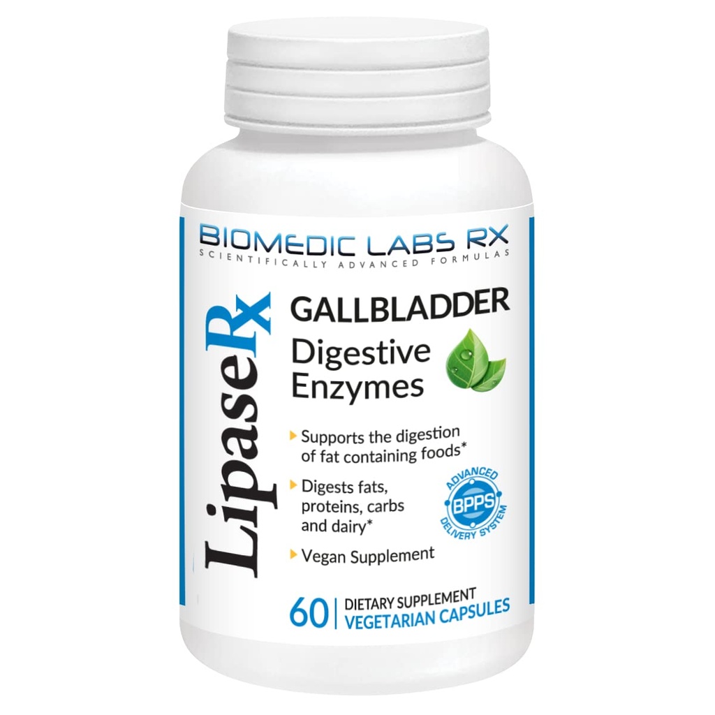 Gallbladder-Formel, Lipase, Protease und Amylase Verdauungsenzyme, um Bloating zu reduzieren - Vegetarische Formel, 60 Veg-Kapseln