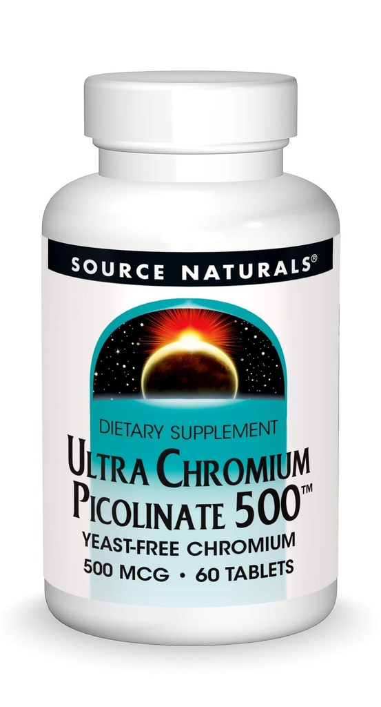 Quelle Naturals Ultra Chromium Picolinate 500 mcg Hefefreie Nahrungsergänzung - 60 Tabletten