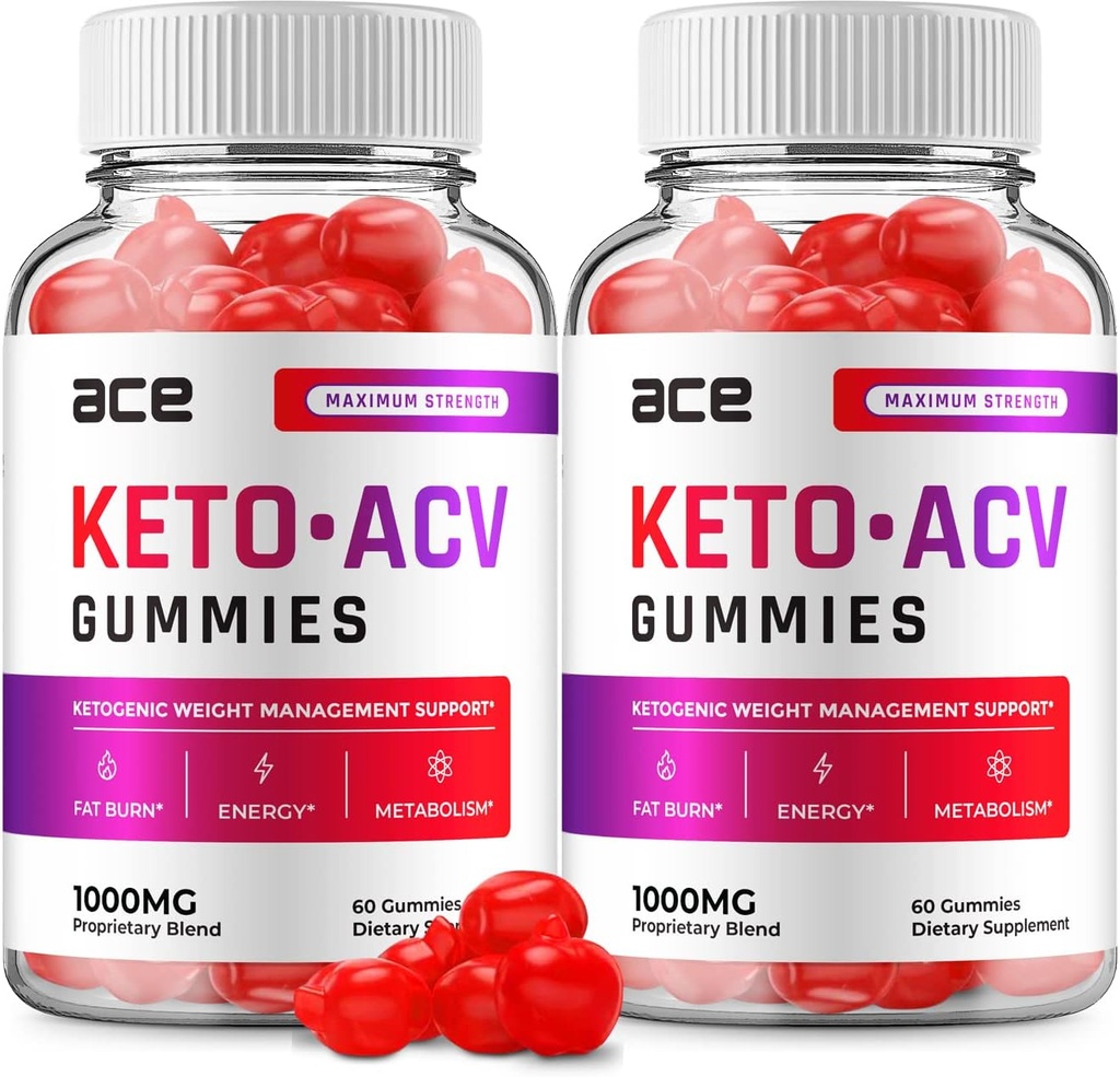 (2 Pack) Ace Keto ACV Gummies - Formule avancée Ace Keto Plus ACV Gummies Apple Cider Vinegar Ace ACV, Gestion du poids, Supplément alimentaire Avis Hommes Femmes (120 Gummies)