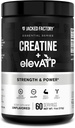 Creatine d'usine Jacked + ElevATP - Poudre monohydratée de créatine pour la croissance musculaire, la force accrue, la production d'énergie améliorée, avec ElevATP pour l'énergie durable et l'endurance - 60 portions, sans saveur