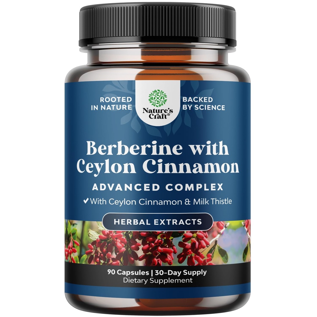 Balancing Berberine Plus 1200mg Pro Serving Complex - Antioxidant Berberine mit Ceylon Cinnamon Kapseln Plus Silymarin Milchdistelextrakt - Aktive PK für Herzgesundheit Unterstützung 90 Kapseln