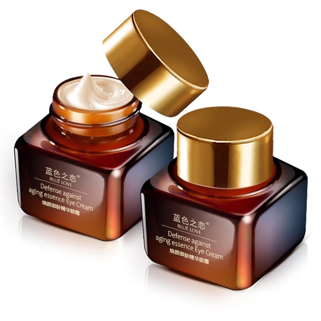 BLUE LOVE 2PCS Anti-Aging Eye Cream – Réduit les cernes foncés et les sacs en dessous de l'eye – Traitement des rides hydratantes et à absorption rapide pour les hommes et les femmes