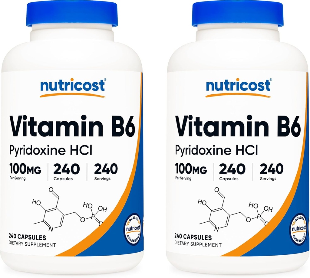 Nutricost Vitamin B6 (Pyridoxin HCl) 100mg, 240 Kapseln (2 Flaschen)