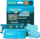 Cliganic Moskito Repellent Pack (2 Armbänder + 4 Refill Pellets) - einstellbar, natürlich DEET-frei, ätherisches Öl infundiert