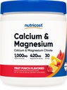 Poudre de magnésium de calcium Nutricost (Fruit Punch, 30 portions) - Soutien osseux, non OGM, sans gluten (à partir de citrate de calcium et de magnésium)