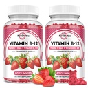 Vitamin B12 Complex Gummies - 5000 mcg Methylcobalamin mit Eisen, Vitamin C, D3 & Folate, Energieunterstützung & Stoffwechsel, Immune, B-12 Kaubare Ergänzung für Männer & Frauen, Erdbeeren Geschmack, 2 Packung