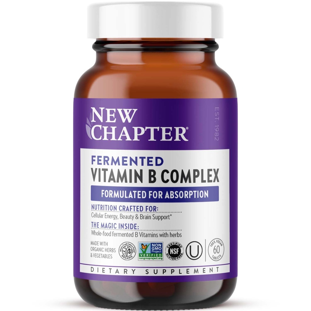 Neue Kapitel Vitamin B Complex, gefruchtete Vitamin B Complex, USDA Organic, ONE Täglich für Zelluläre Energie + Gehirn + Schönheit, 100% Vegan, Glutenfrei - 60 Count