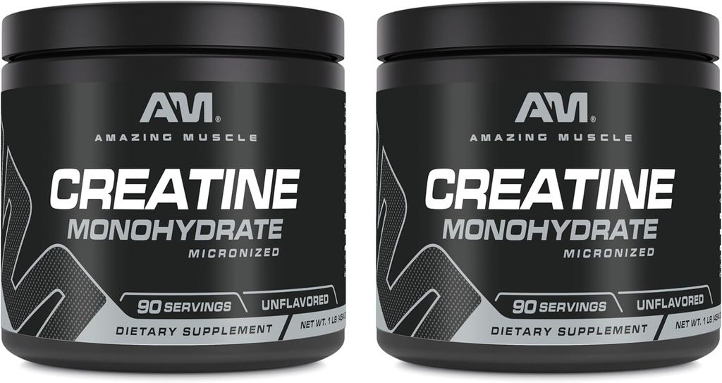 Incroyable Muscle Micronized Creatine Monohydrate de 90 portions $ 5000 Mg par portion $ 1 Lb (454 Grams) $ Supplément idéal avant et après l'entraînement $ Décoloré (2 Pack, 1 Lb)