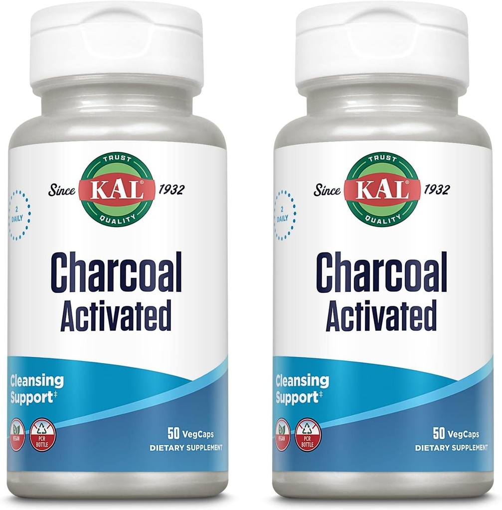 KAL Charcoal 280mg - 50 Kapseln | Paket von 2