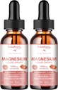 GREENPEOPLE Magnesium Glycinat Flüssigkeitstropfen - 1000mg 5-in-1 Hohe Absorption flüssiges Magnesium-Komplex mit D3/K2/B6 | Fast-Acting, Knochen, Muskel & Schlaf | Zuckerfreie Erdbeer-Flaschen, 2fl Oz 2 Packung