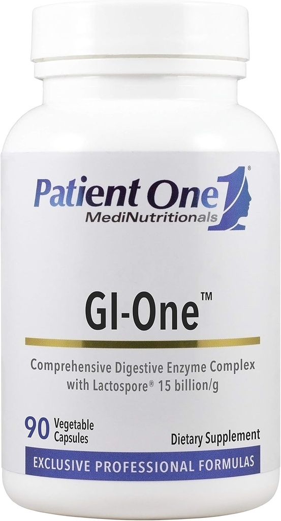 Patient Un supplément GI-One (en anglais seulement) pour soutenir le métabolisme alimentaire et l'absorption des nutriments* avec complexe enzymatique digestif et plus de 90 capsules