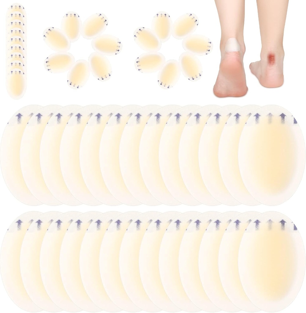 Tarpop 100 Pcs Blister Bandages Hydrocolloid Blister Pads für Ferse Wasserdichte Gel-Adhäsive Bandagen Protektoren für Feet Toes(Single Style)
