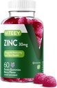 Viteey Zinc Gummies pour les femmes et les hommes - Supplément de soutien immunitaire - 30mg - Vegan, sans gélatine, non OGM - 60 Compte