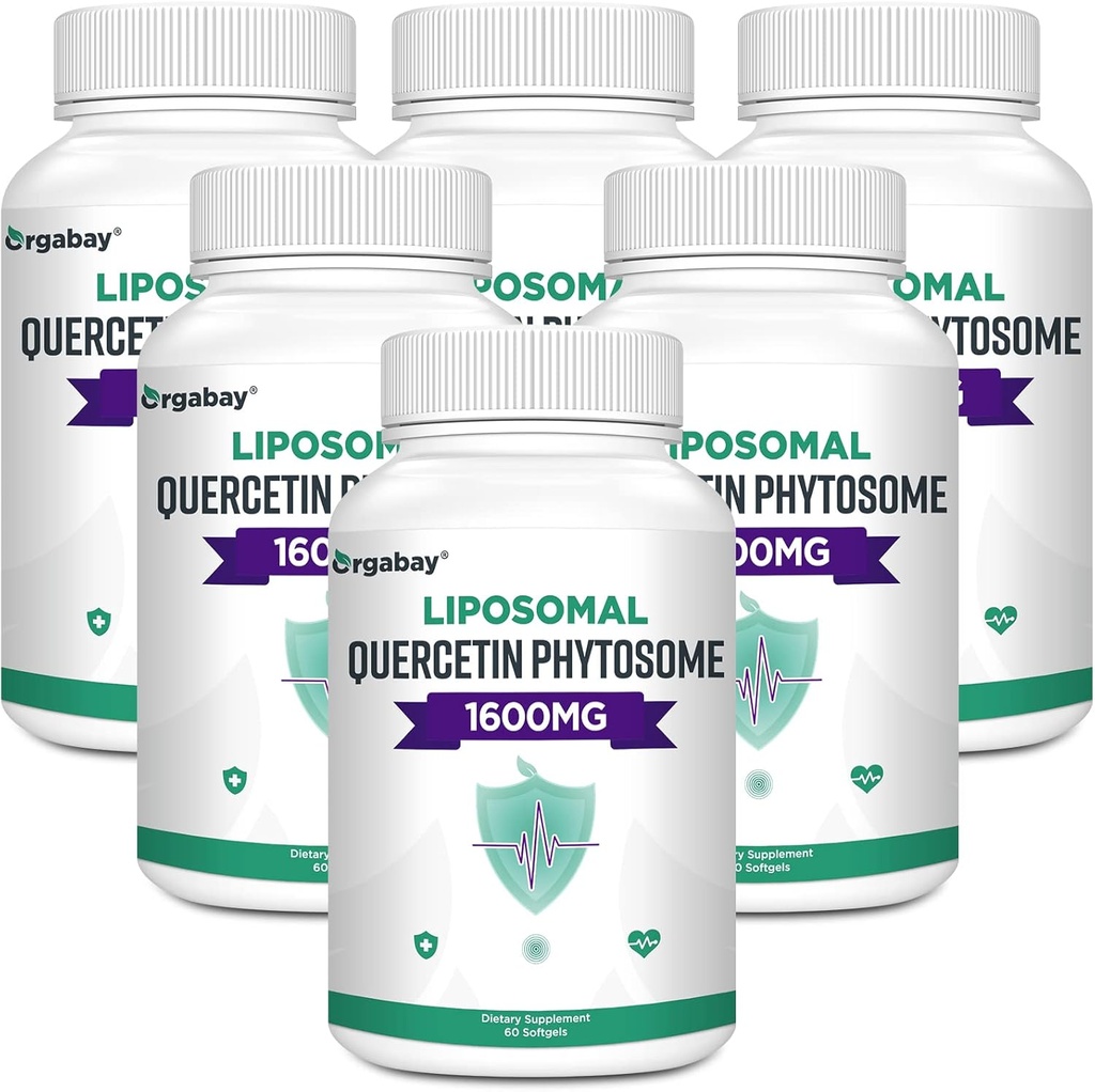 Orgabay Liposomal Quercetin Phytosome 1600 mg,Bromelain 200mg,Zinc 30mg,Vitamin C Turmeric 40 mg, Höchste Absorption,Quercetin Complex, 360 Softgels