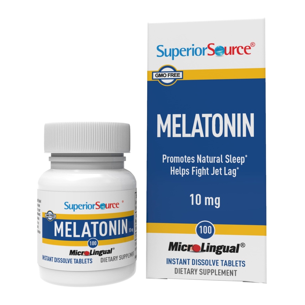 Source supérieure Melatonin 10 mg - Supplément de soutien au sommeil sain pour les adultes - Formule de mélatonine avec aide à la camomille Relaxation et sommeil reposant - 100 comprimés de dissolution sublinguale