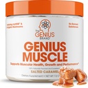 The Genius Brand Genius Muscle - Muscle Health Supplement for Growth, Endurance & Recovery - Non-Hormonal Formula - 6 Organic Mushrooms - Naturally-Sweetened - 30 Servings - Salted Caramel
